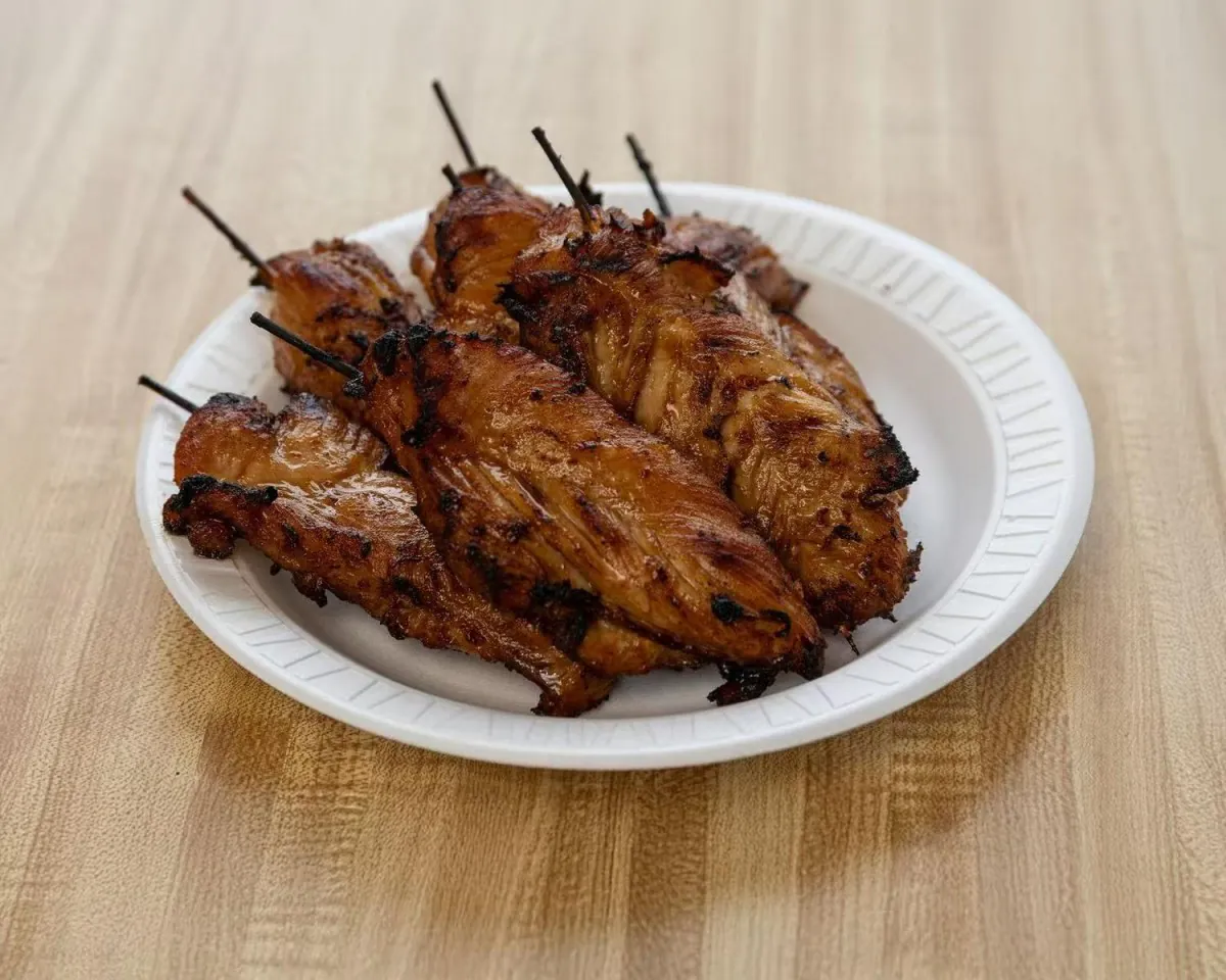 Marinated grilled chicken on skewers at Wah Sang Restaurant, a Chinese Restaurant in Methuen