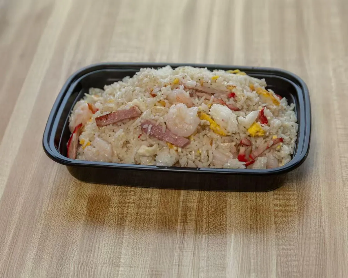 Fried rice mixed with shrimp, egg and ham at Wah Sang Restaurant, a Chinese Restaurant in Methuen